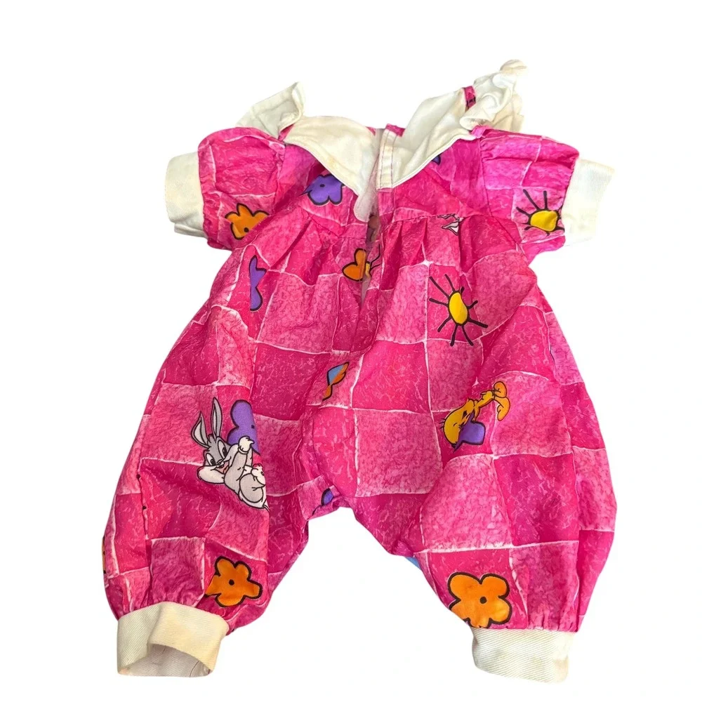 Vintage Doll Clothes Romper Outfit Looney Tunes Tweety Bird Bugs Bunny Pink - Picture 2 of 8